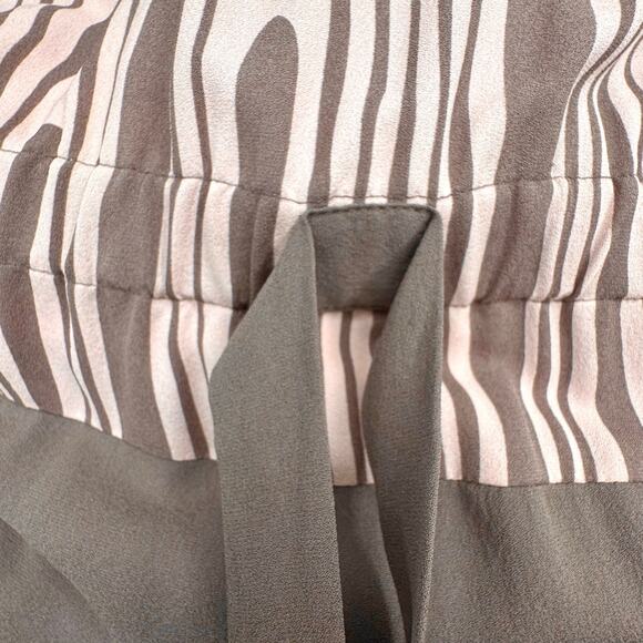 Jaeger London Pure Silk Retro Mod Print Shift Dress Size 8 Taupe Blush Pink - Picture 6 of 9